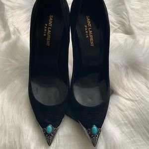 Brand new Saint Laurent black suede pumps sz 39